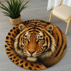 tapis rond motif tigre réaliste